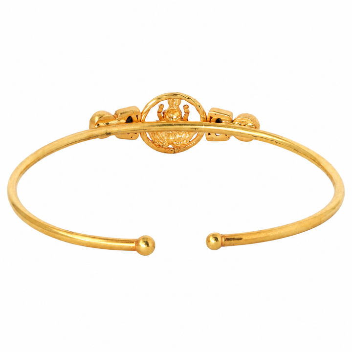 Silver 925 Dhan Lakshmi Lapis Kundan Cuff Bracelet
