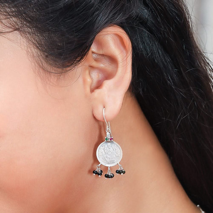 Silver kuber coin lakshmi earring