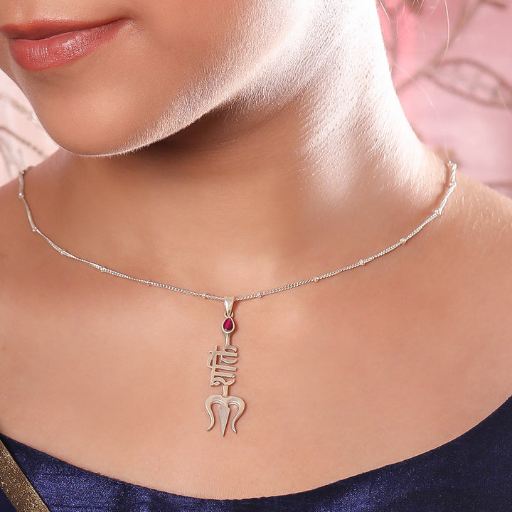 Silver Shakti Trishul necklace