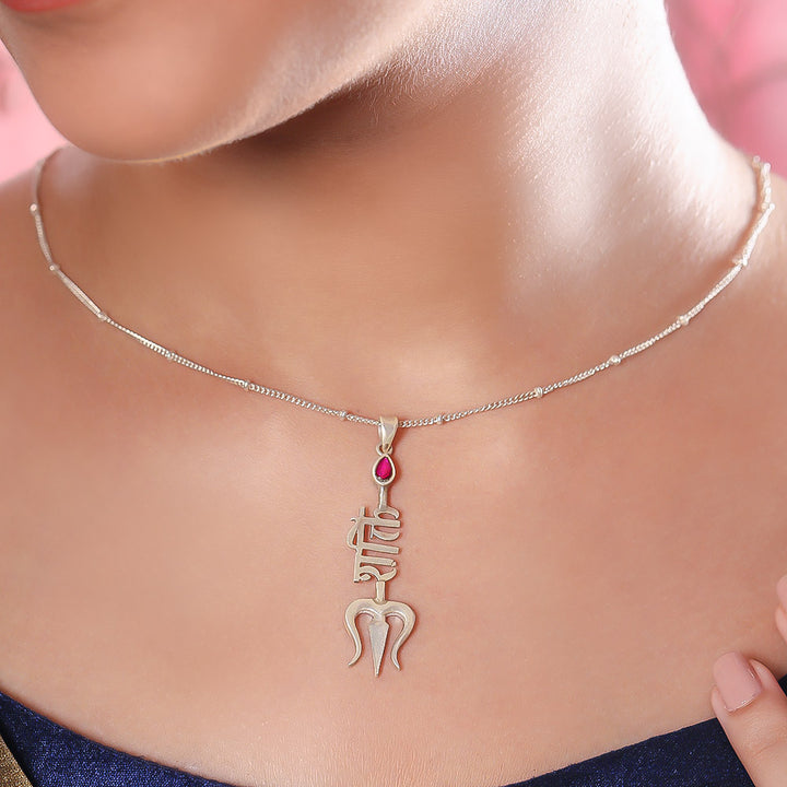 Silver Shakti Trishul necklace