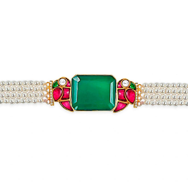 Mithu Emerald Charm Silver 24k Gold Plated Bracelet