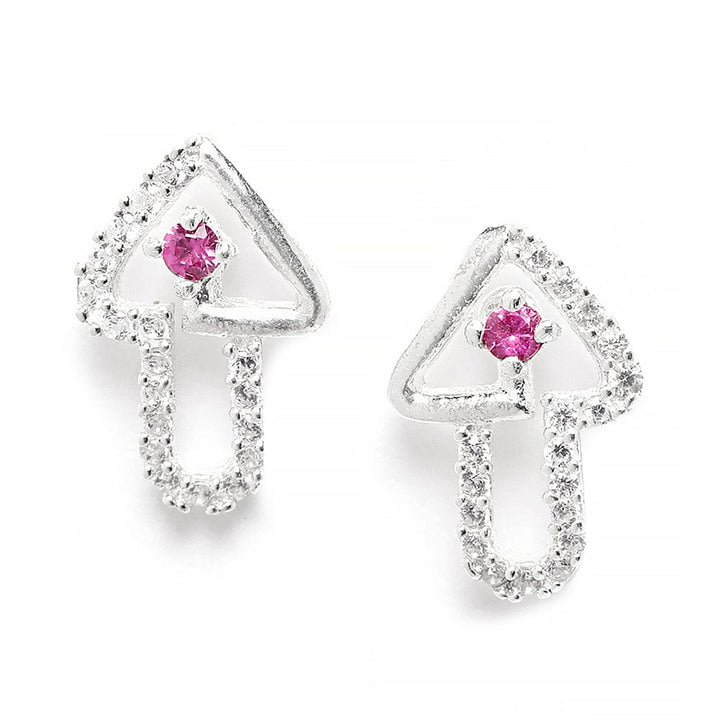 Pink stone Zircon Silver Studs