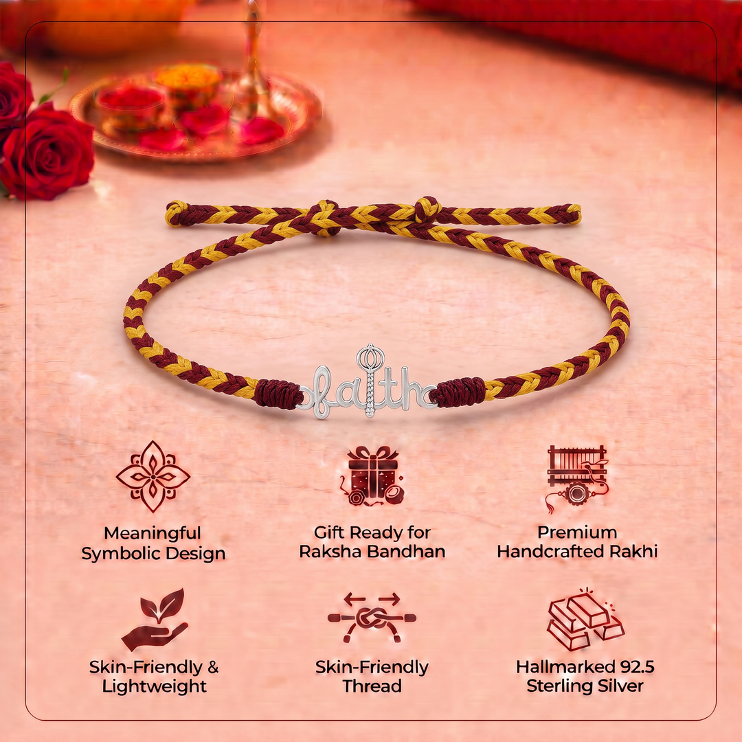 Unniyarcha 925 Pure Silver Faith Hanuman Gada Rakhi with Chandan Tilak set