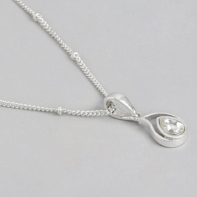 92.5 Silver White Kundan Drop Necklace