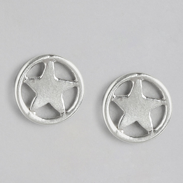 92.5 Silver Star Loop Stud Earrings
