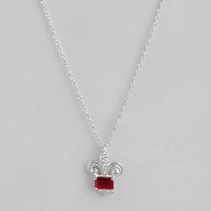 Silver Red Leaf Necklace