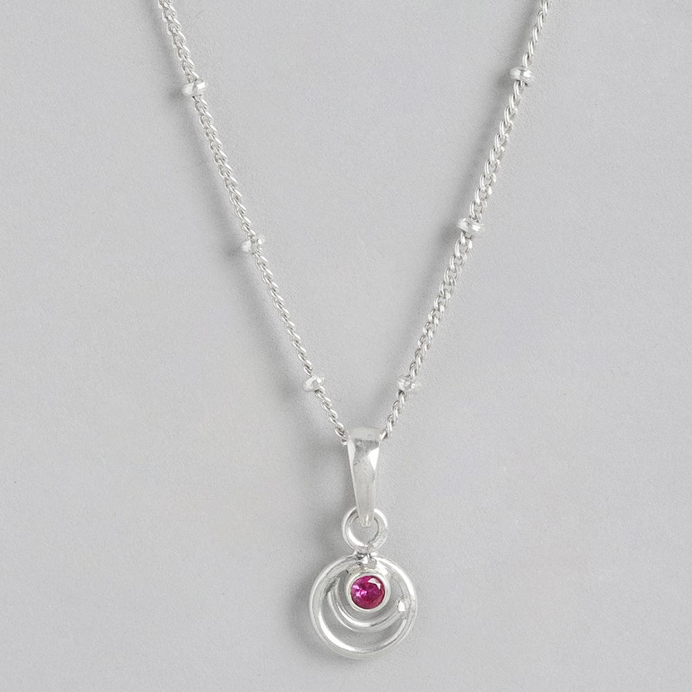 92.5 Silver Red Spiral Necklace