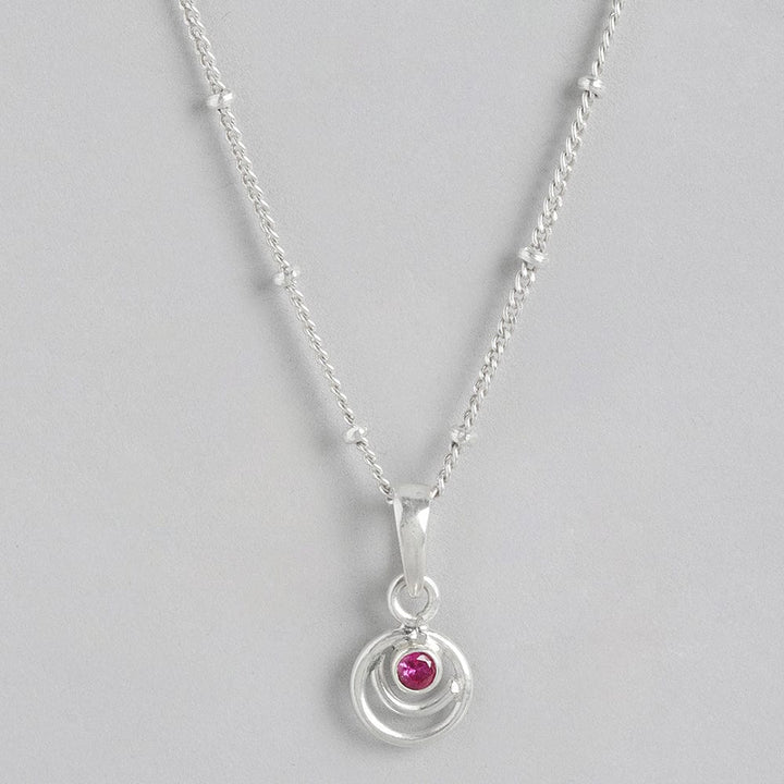 92.5 Silver Red Spiral Necklace