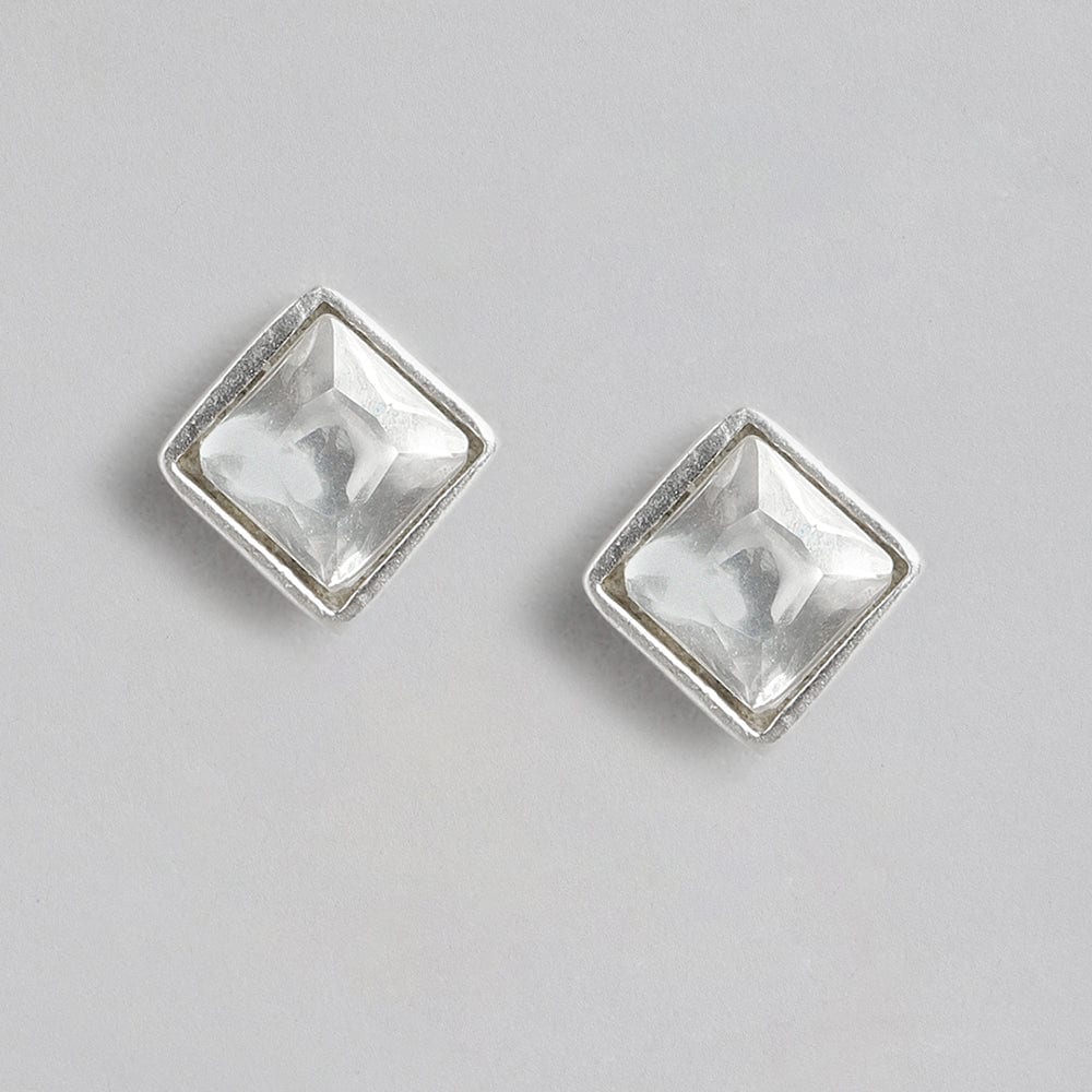 92.5 Silver Cubic Stud Earrings