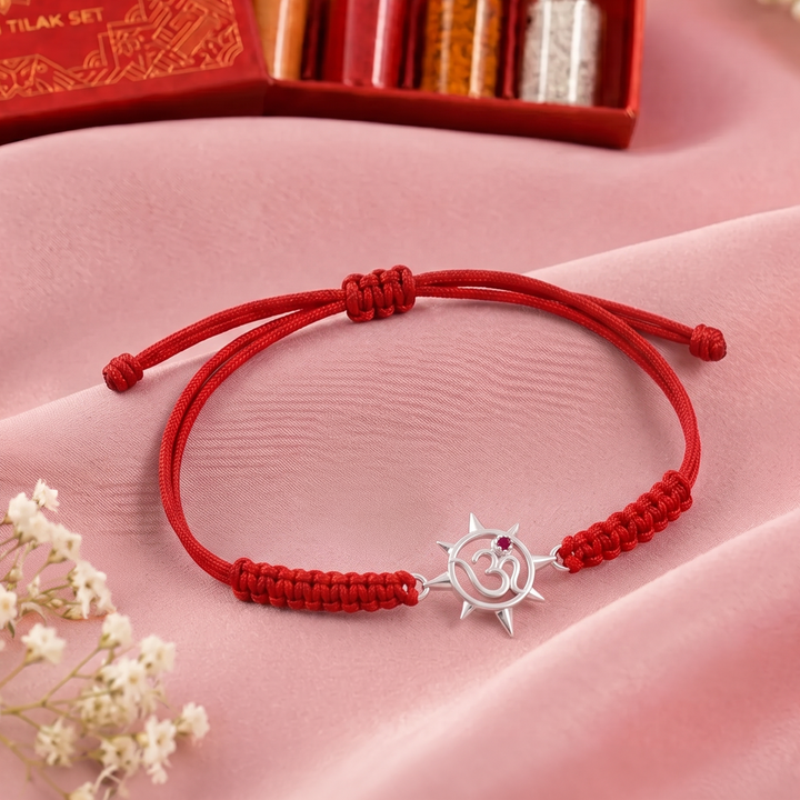 Unniyarcha 925 Pure Silver Om and Sun Rays Rakhi