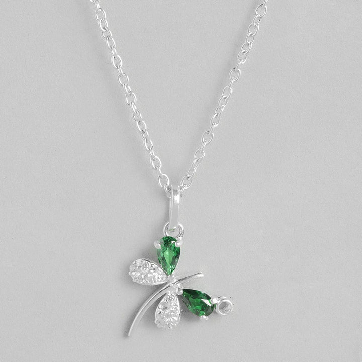 Silver Butterfly Shaped Pendant With Chain