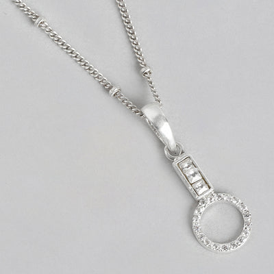 92.5 Silver Round Zircon Necklace