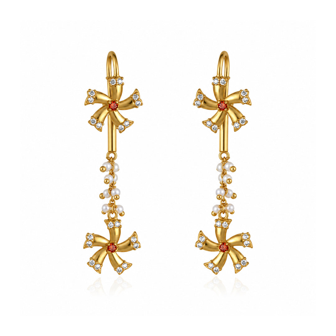 Silver Shiuli Flower Sui Dhaga Earrings