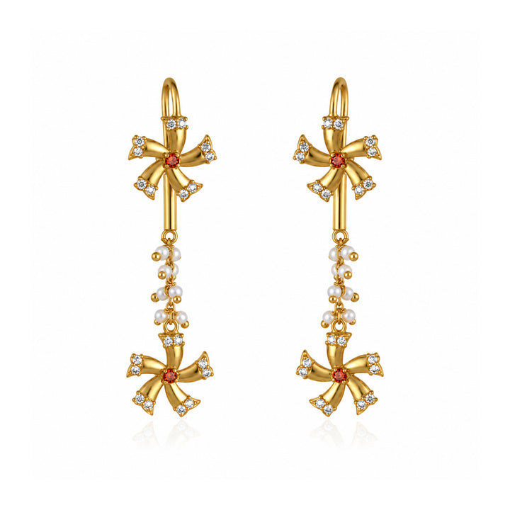Silver Shiuli Flower Sui Dhaga Earrings
