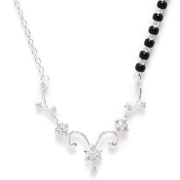 Radiant Silver Zircon Mangalsutra