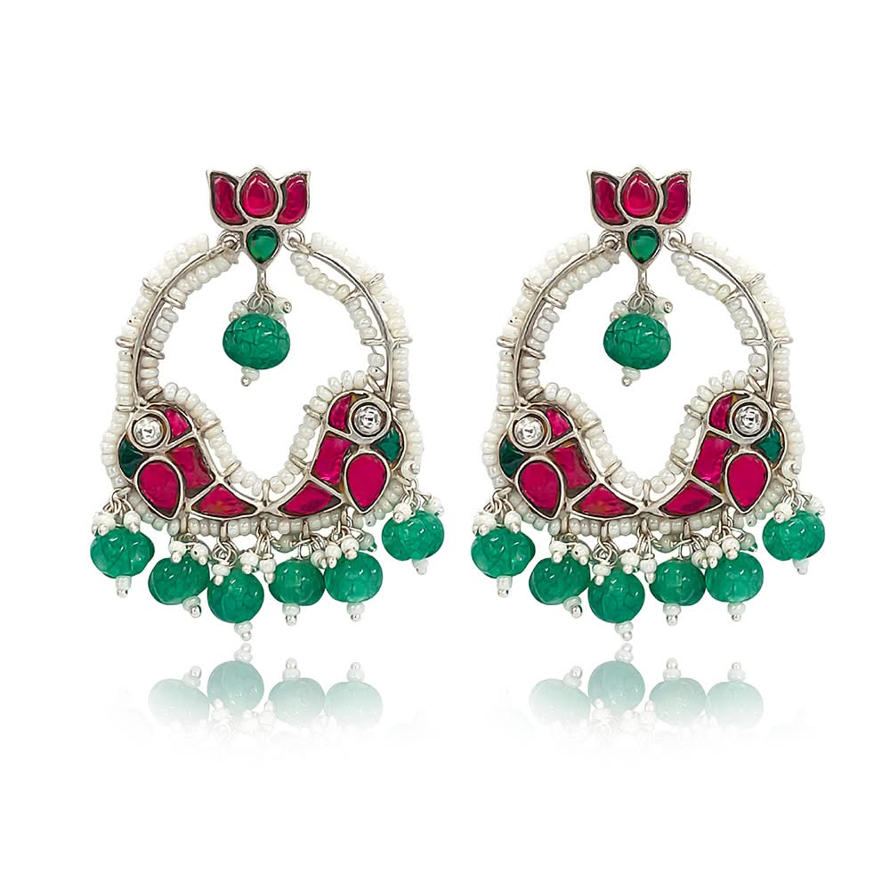 Mithu Silver Silver Chand Bali Earrings