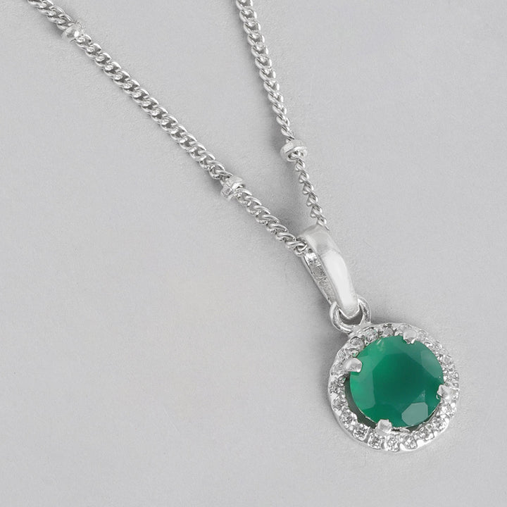 92.5 Silver Green Zircon Loop Necklace