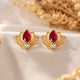 Silver 925 Ruby Lotus Kundan Stud Earrings