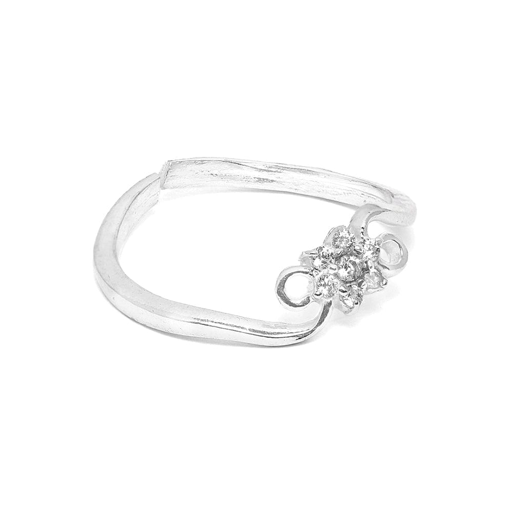 Radiant Silver Zircon Stud Ring