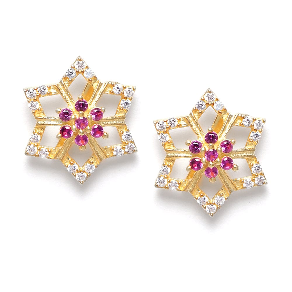 floral gold-plated silver studs