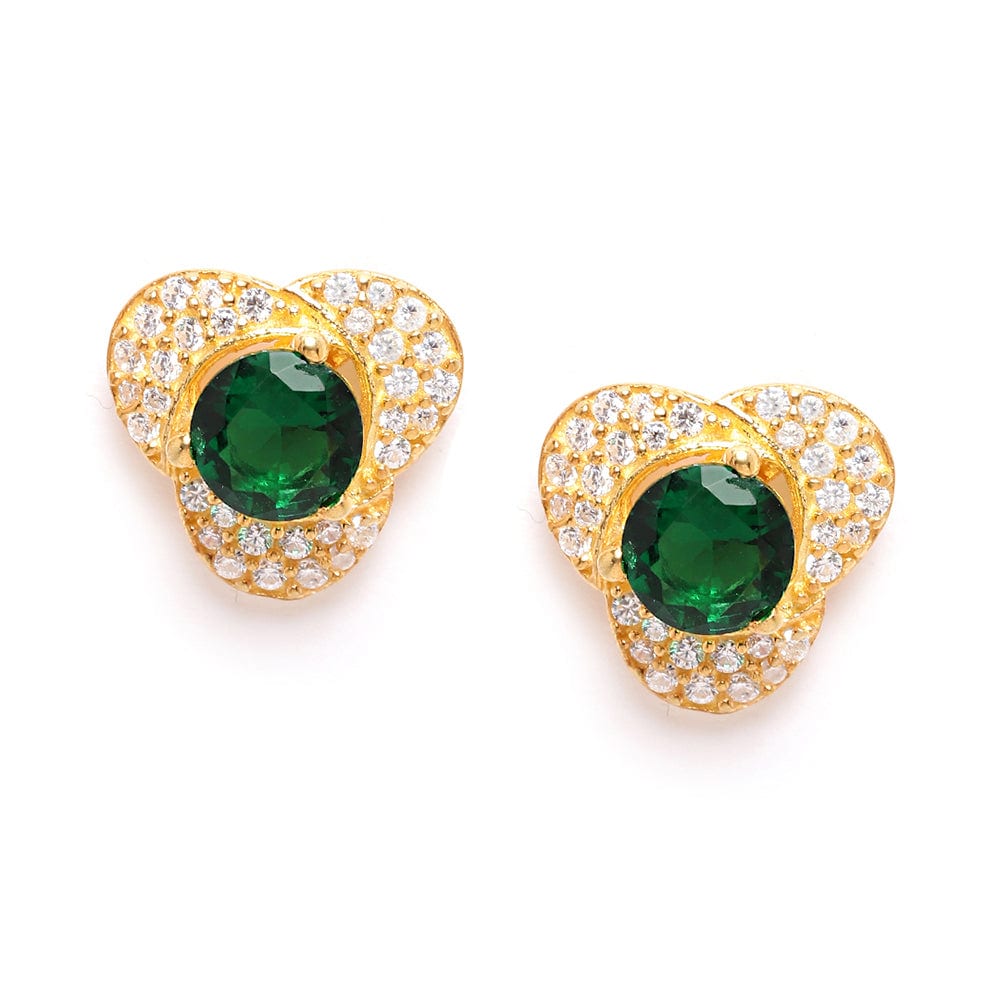 Gold Plated Green Stone Silver Earring