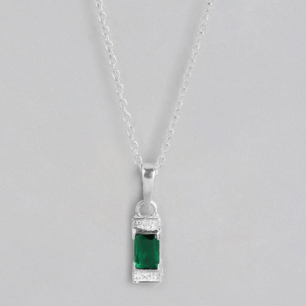 Silver Green Sparkling  Necklace