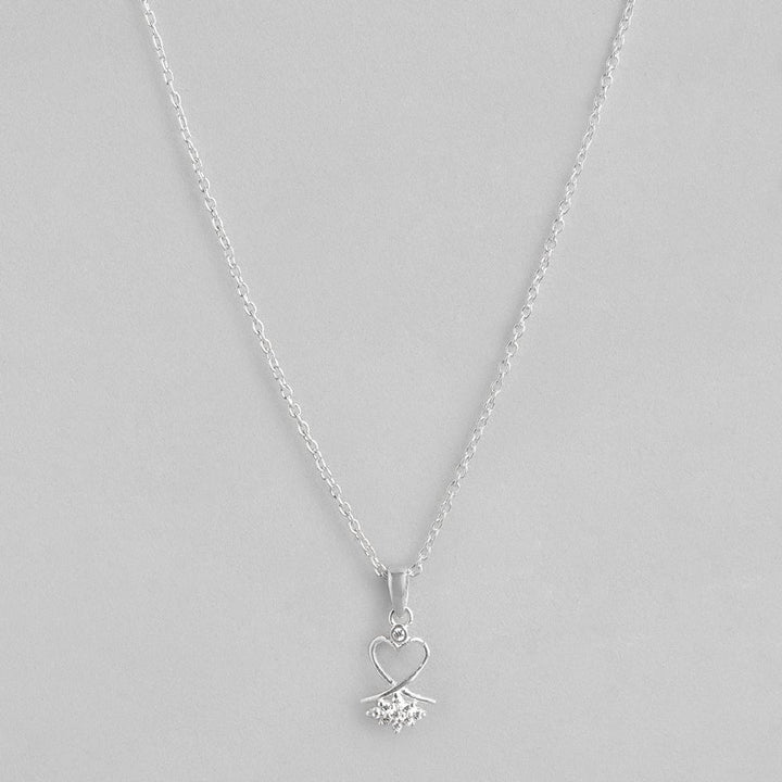 Silver 92.5 Minimal Zircon Studded Pendant And Chain