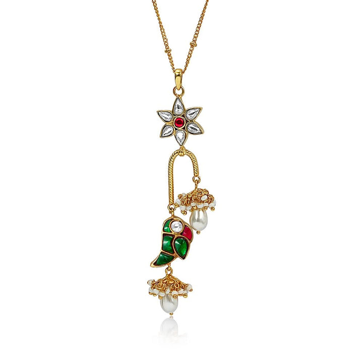 Mithu Flower Charm Silver 24k Gold Plated Necklace