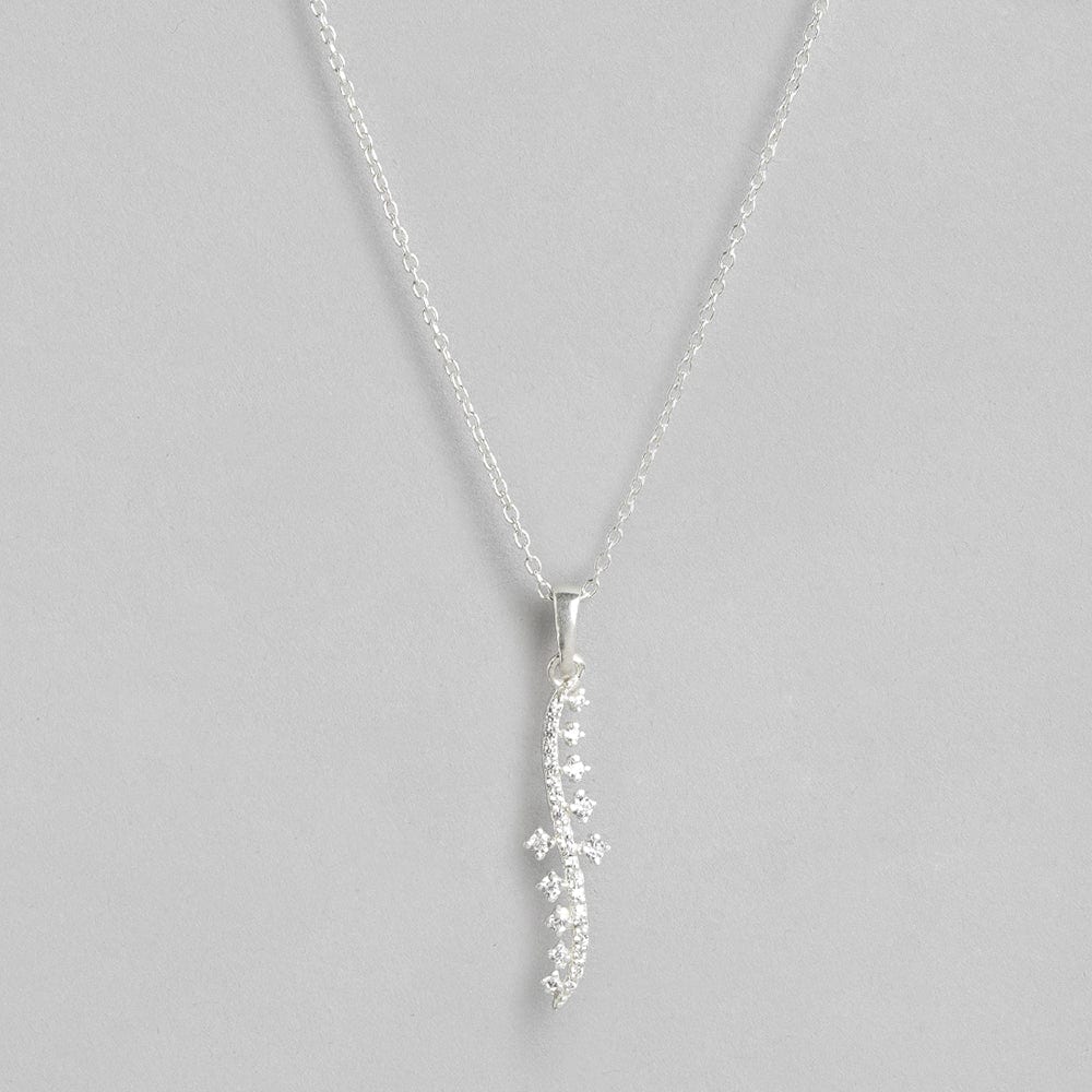 Silver Long Zircon Necklace