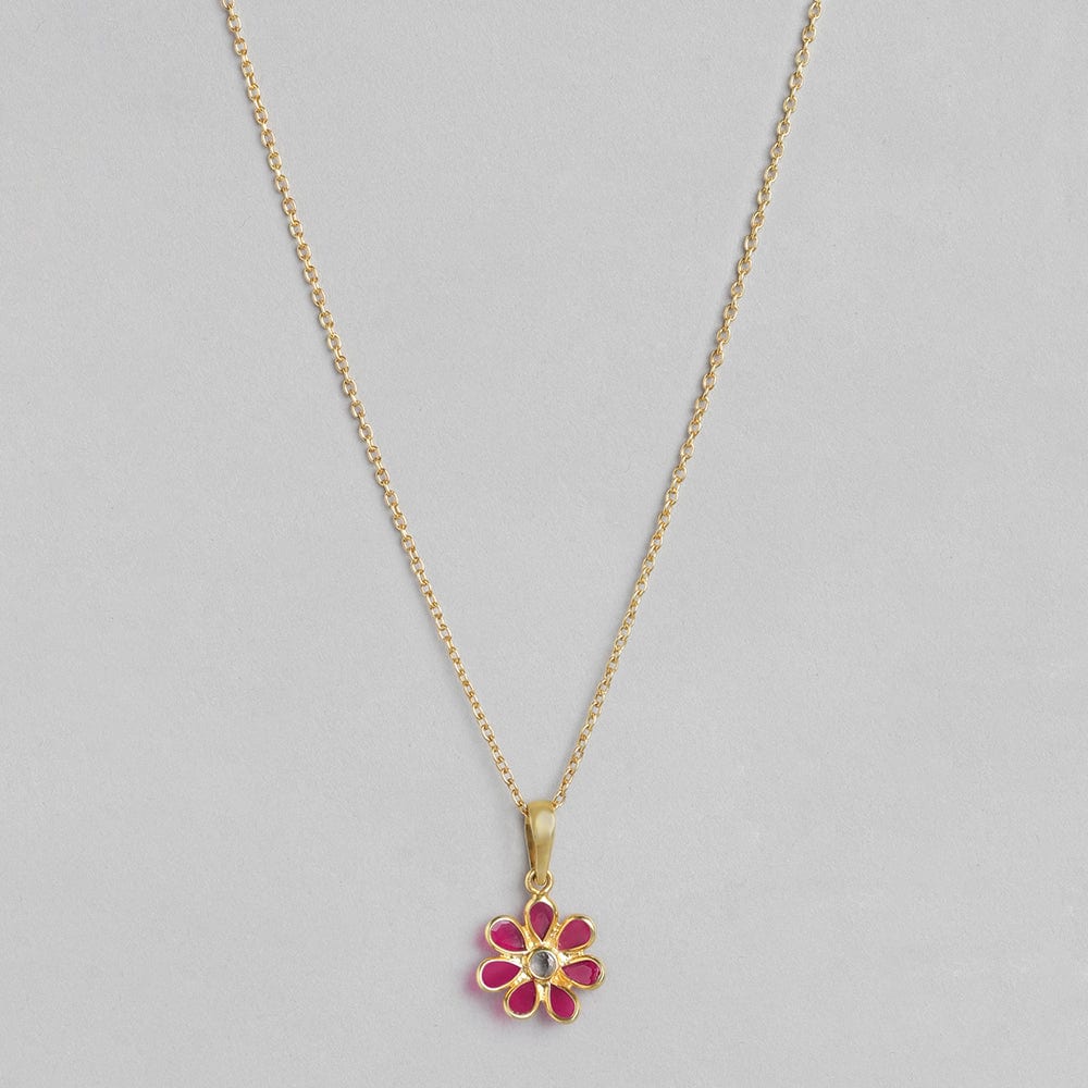 92.5 Silver Red Hydro Flower Necklace