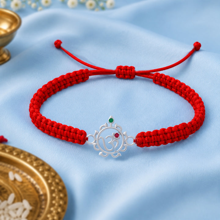 Unniyarcha 925 Pure Silver Om and Sudarshan Chakra Bracelet