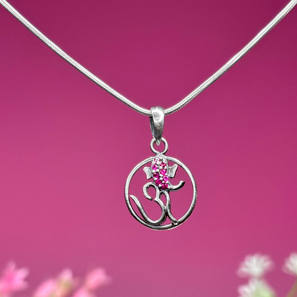 Silver Ganesha Om Pendant and Chain