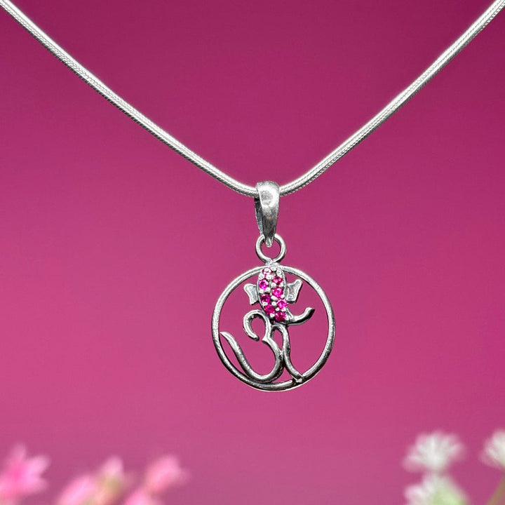 Silver Ganesha Om Pendant and Chain