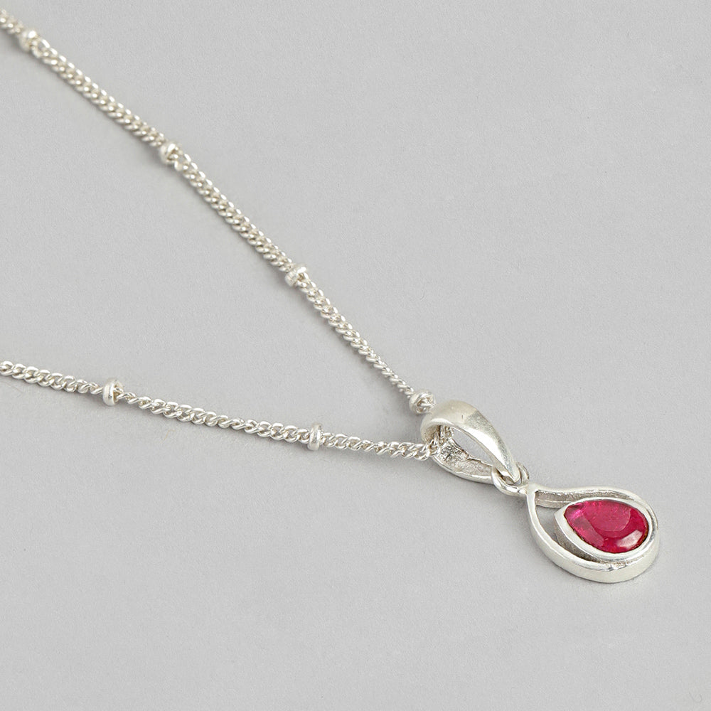 92.5 Silver Red Kundan Drop Necklace
