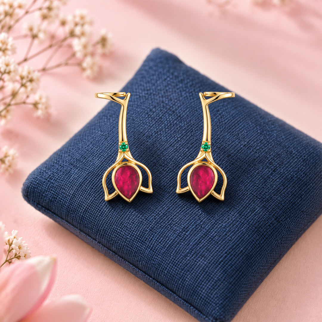 Silver Kamal Kali Drop Earrings
