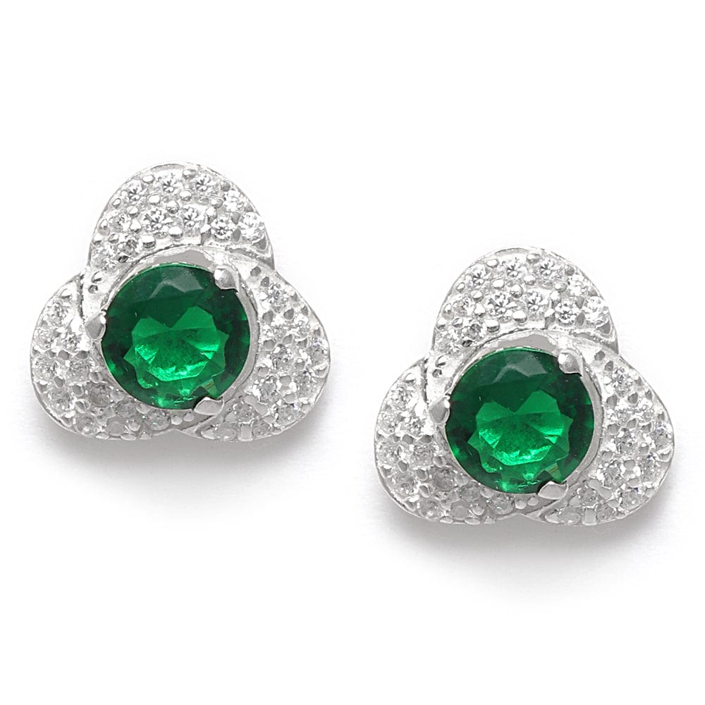 Silver Green Stone Earring