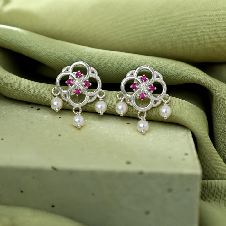 Silver 925 Roselle Pearl Drops