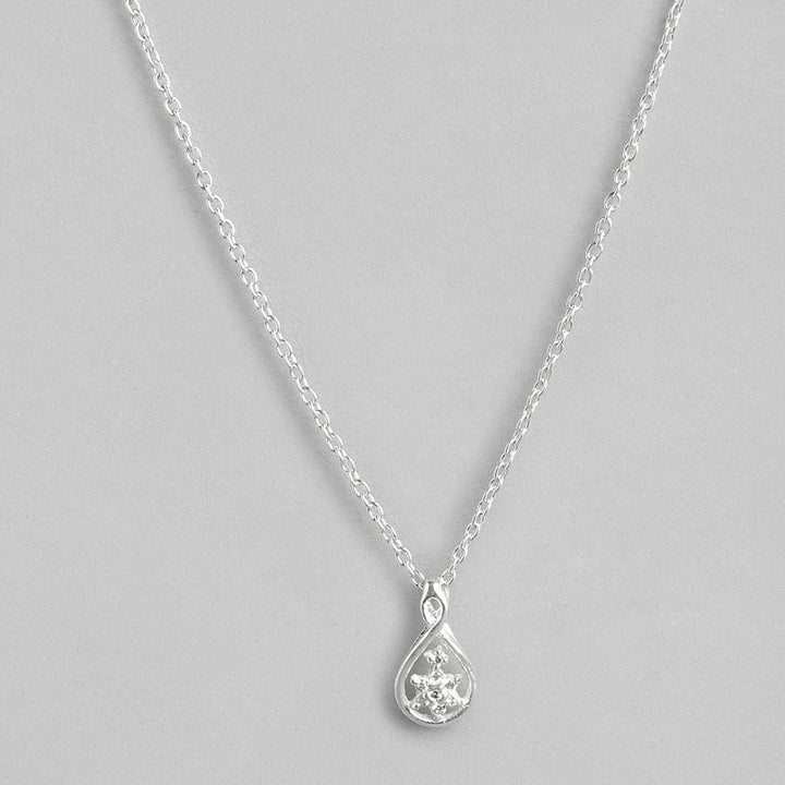 Silver Zircon Pear Necklace