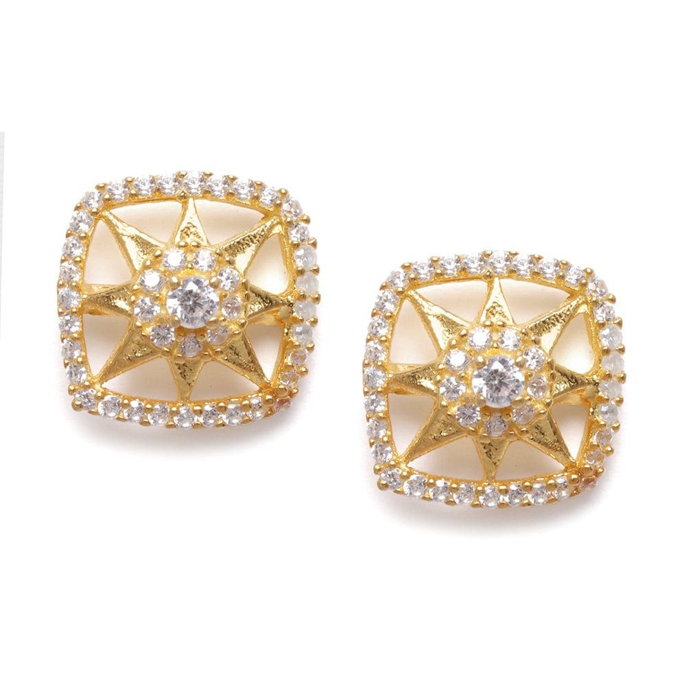 Gold Plated Zircon Silver Studs