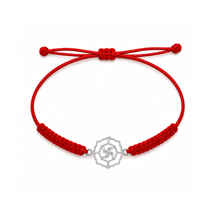 Unniyarcha 925 Pure Silver Swastik Rakhi with Chandan Tilak set