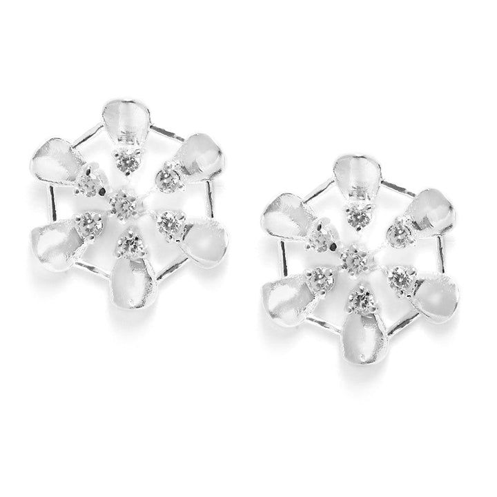 Floral Silver Zircon Studs