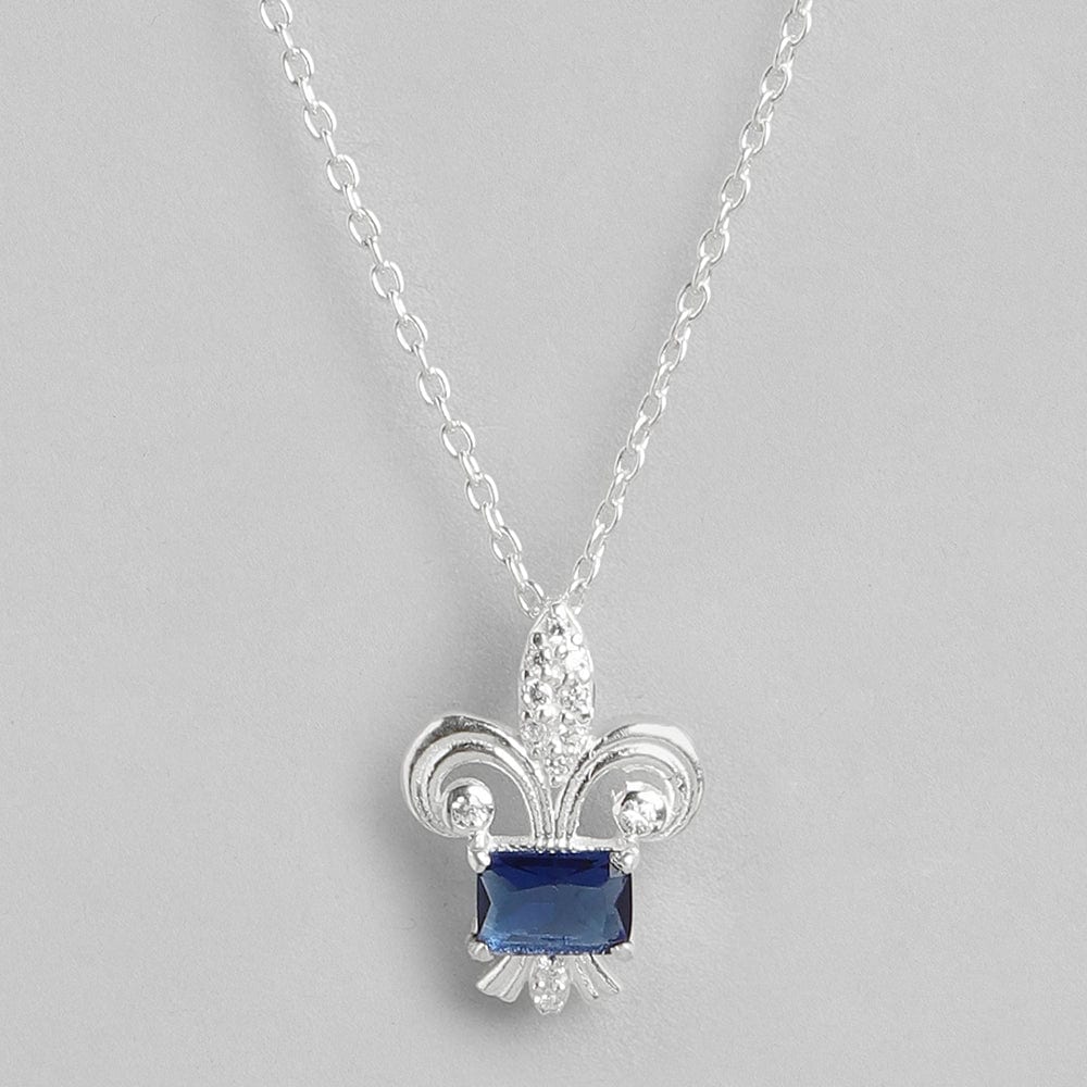 SILVER Fleur De Lis Blue NECKLACE