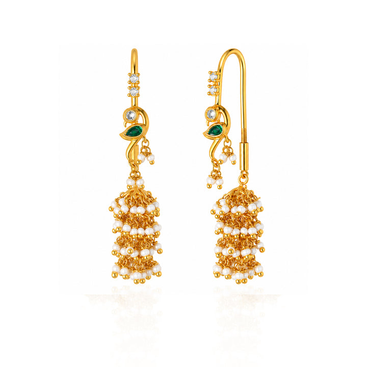 Silver Parrot Pearl Sui Dhaga Earring