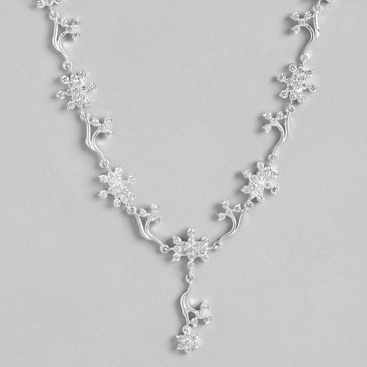 Silver White Flower Necklace