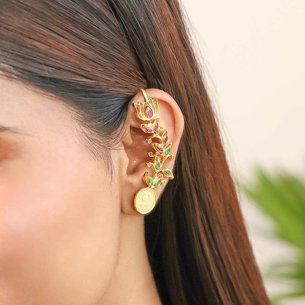 999 silver kuber & lotus earcuff