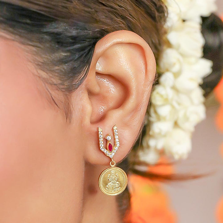 Vishnu Tilak 92.5 Sterling Silver Coin Earrings