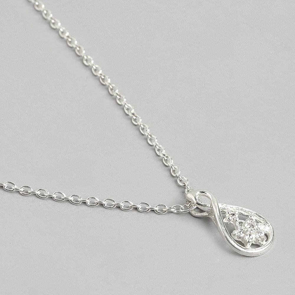 Silver Zircon Pear Necklace