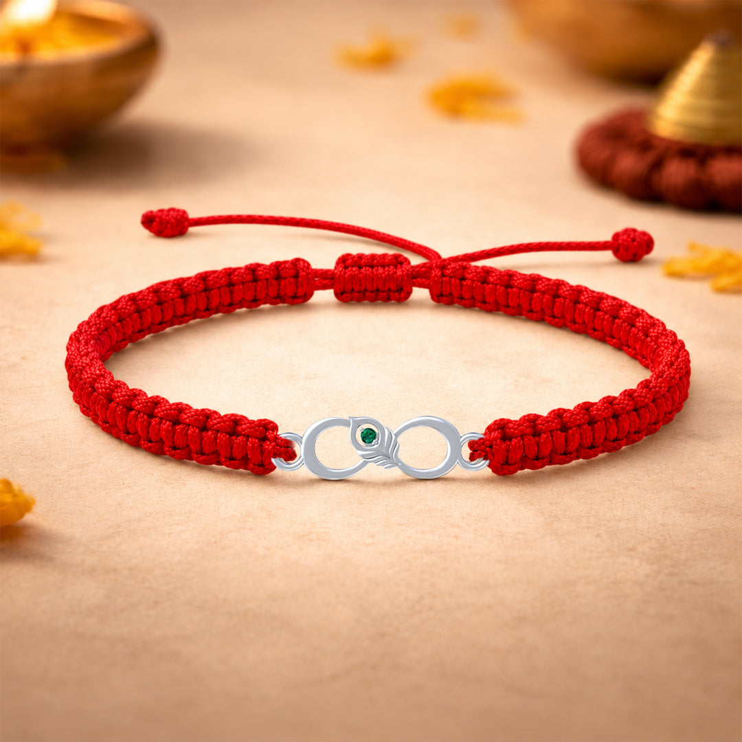 Unniyarcha 925 Pure Silver Krishna morpankh and infinity bracelet