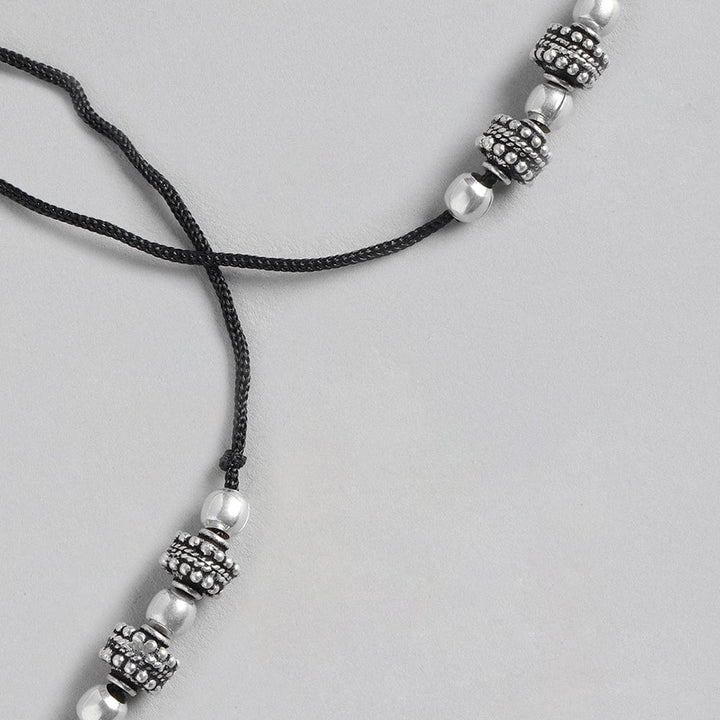 Tribal Beads Thread Silver Anklet