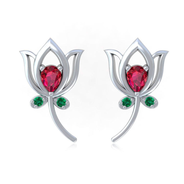 92.5 Silver Lotus Leaf Studs